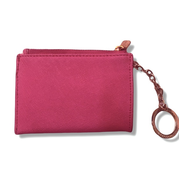 Victoria’s Secret Card/Coin Case Wallet Pink with Gold Key Ring - Picture 2 of 4